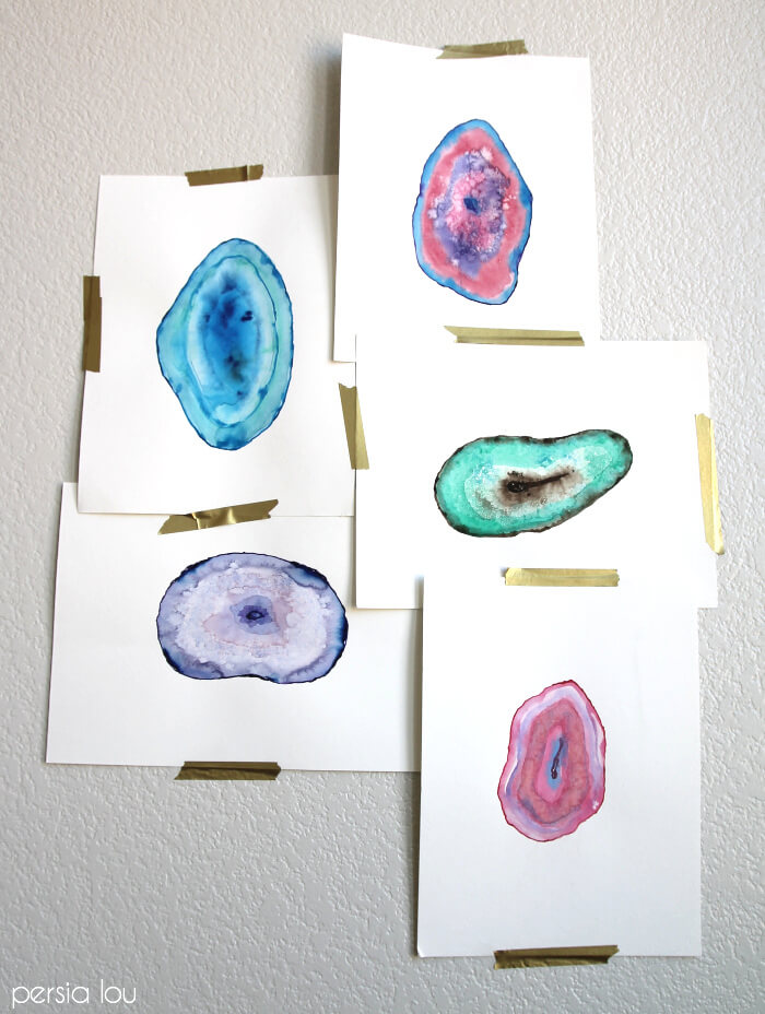 700x928 How To Paint Watercolor Agate Slices