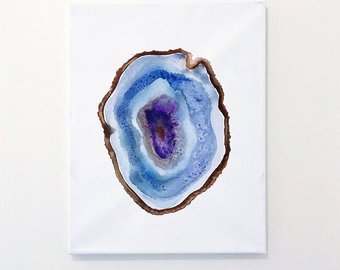 340x270 Blue Geode Watercolor Art Print