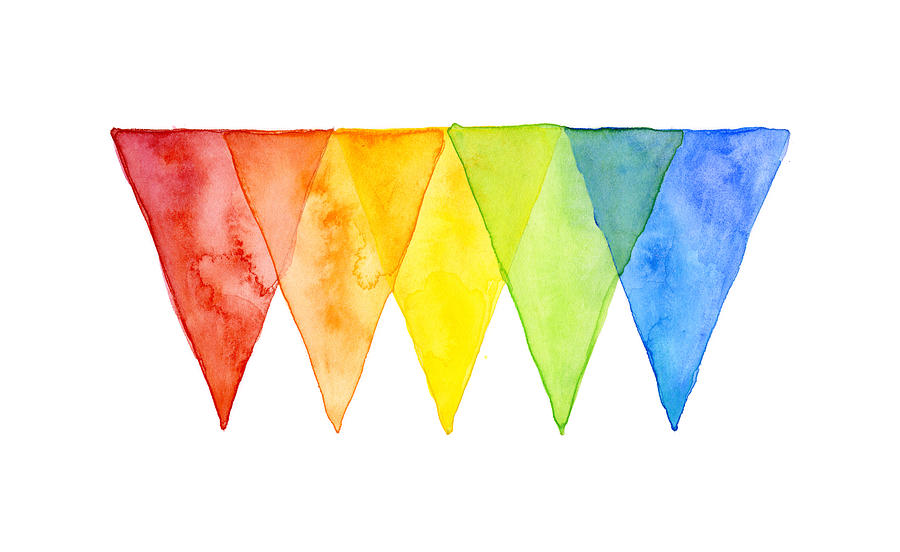 900x552 Geometric Watercolor Pattern Rainbow Triangles Painting By Olga