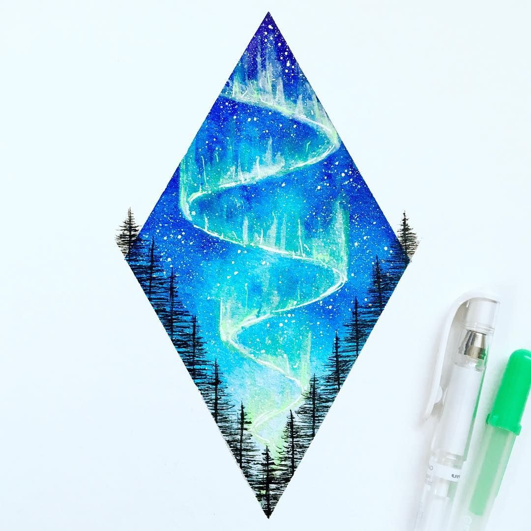 1080x1080 Geometric Watercolor Night Sky Watercolor Illustrations Amp Art