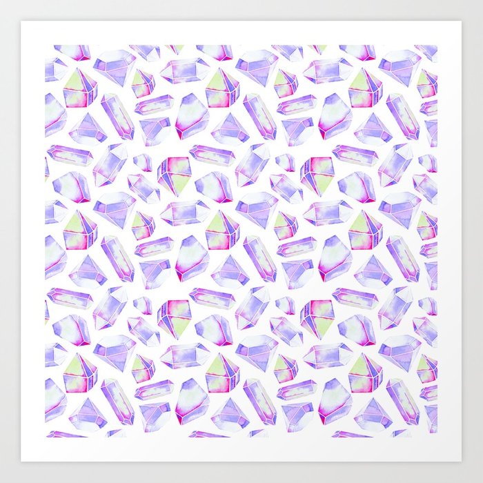 700x700 Hand Painted Pink Purple Watercolor Geometric Diamond Pattern Art