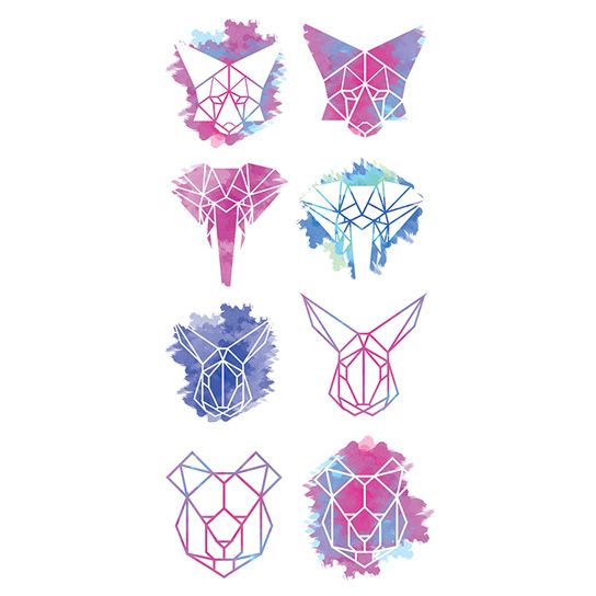 544x544 Watercolor Geometric Animal Temporary Tattoo