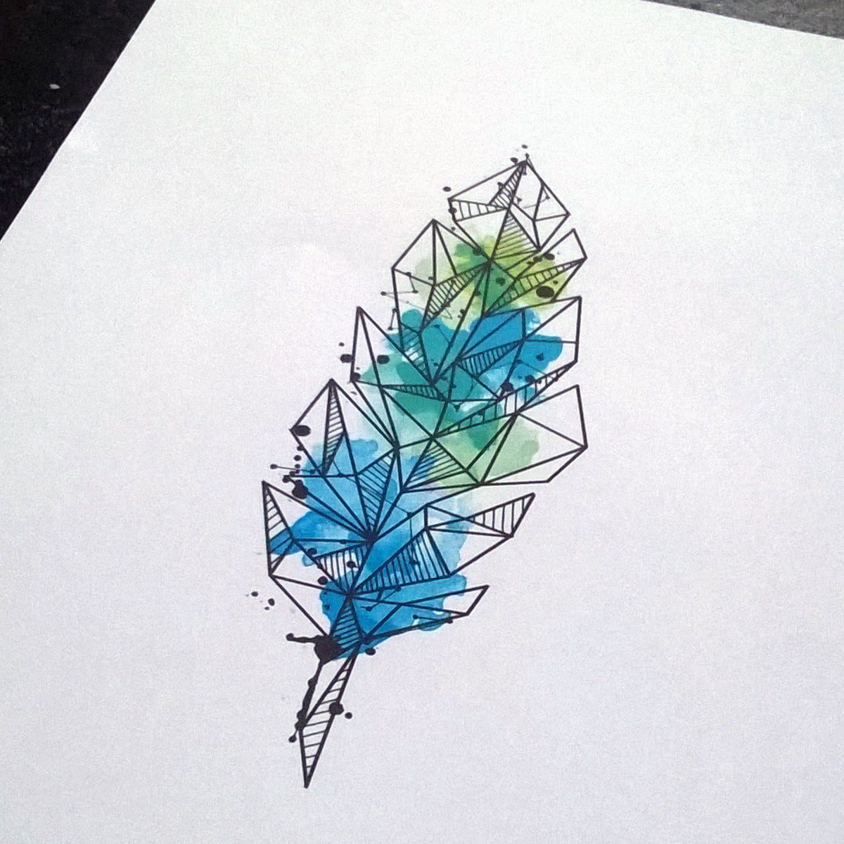 1200x1200 Watercolor Geometric Feather Tattoo Tattoos