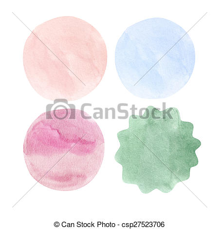 450x470 Four Geometric Shapes Circlel Decorated With Different Watercolor.