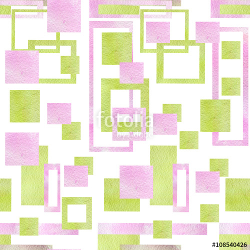 500x500 Pattern With Geometric Shapes. Watercolor Painting. Can Be Used