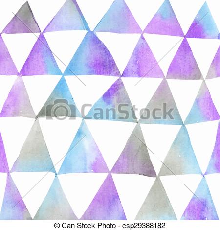 450x470 Seamless Watercolor Pattern With Triangles. Triangles Pattern Of