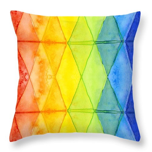500x500 Watercolor Rainbow Pattern Geometric Shapes Triangles Throw Pillow