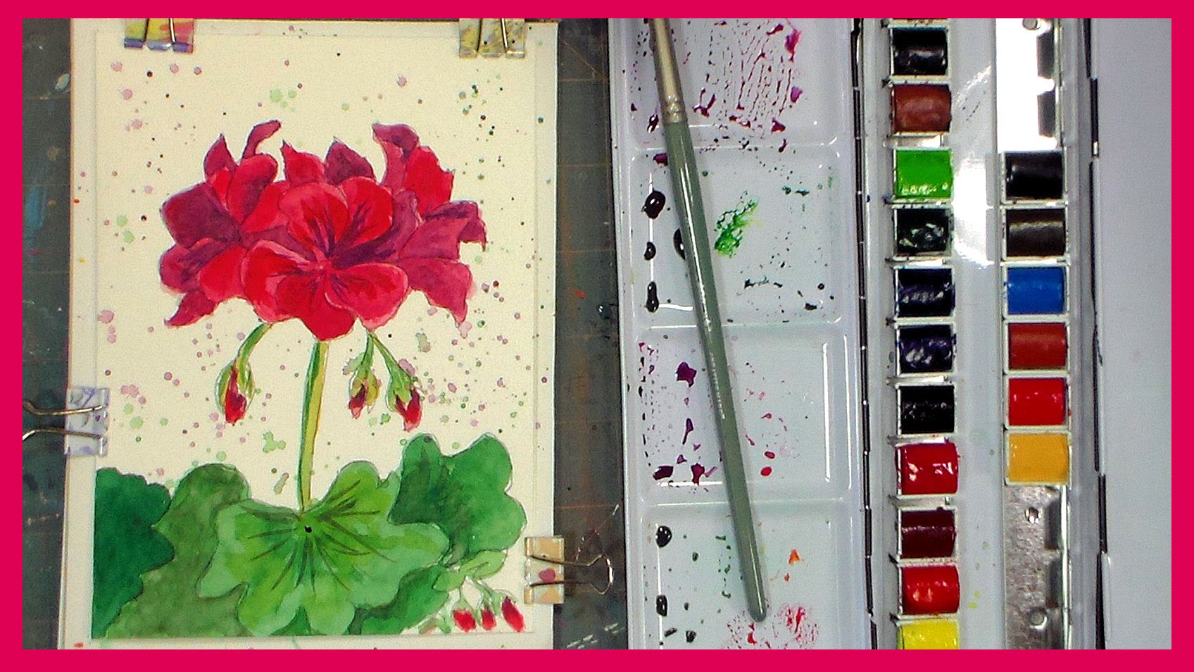 1696x954 Geraniums In Watercolor Loose Painting Tutorial With Glazing