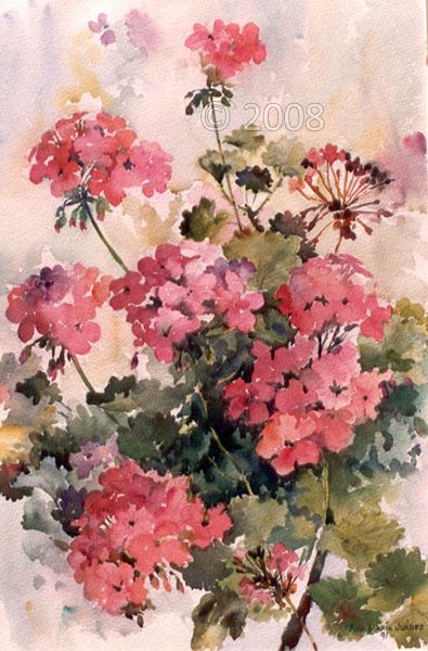 395x600 Watercolor Geraniums....reminds Me Of The Painting Carla Made When