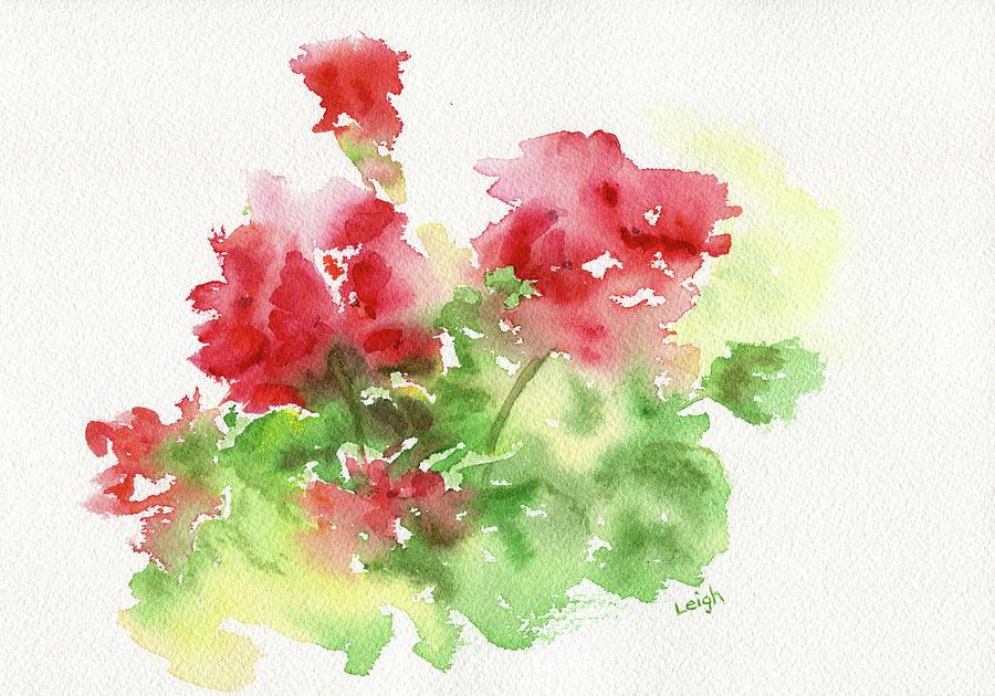 900x630 Geraniums Painting By Leigh Barry Watercolors