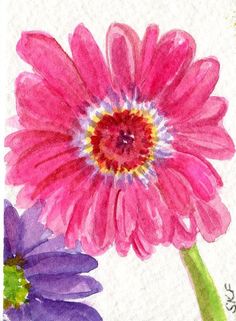 236x321 Orange Gerbera Daisy Watercolors Paintings Original, Gerber Daisy