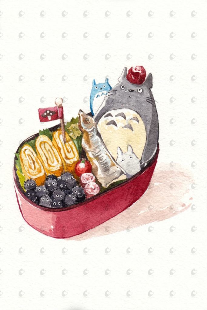 683x1024 Set Of 4 Studio Ghibli Watercolor Kitchen Art 5x7 Prints