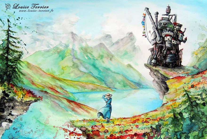 880x590 Studio Ghibli Inspired Watercolor Paintings By Louise Terrier (14