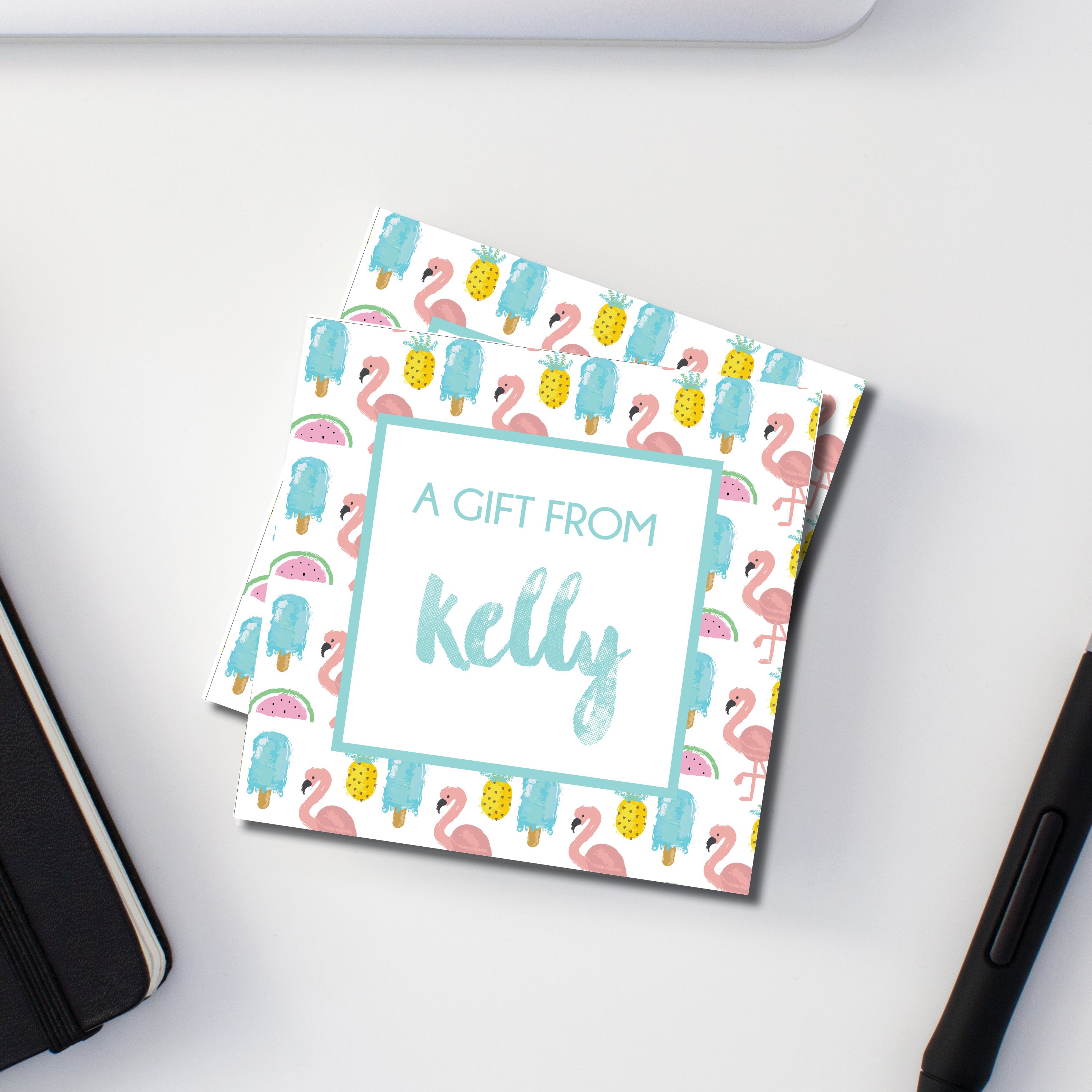 3000x3000 Square Gift Cards Or Stickers, Summer Watercolor, G189 The Polka