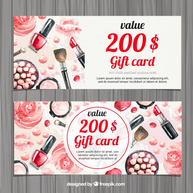 626x626 Watercolor Beauty Accessories Gift Card Vector Free Download