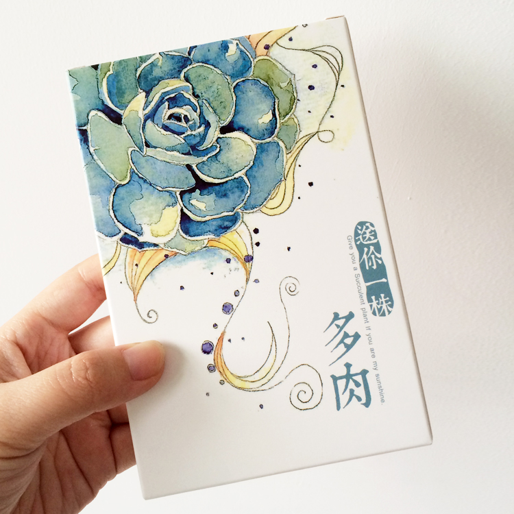 750x750 30 Pcspack Hand Drawing Watercolor Succulent Plants Greeting Card