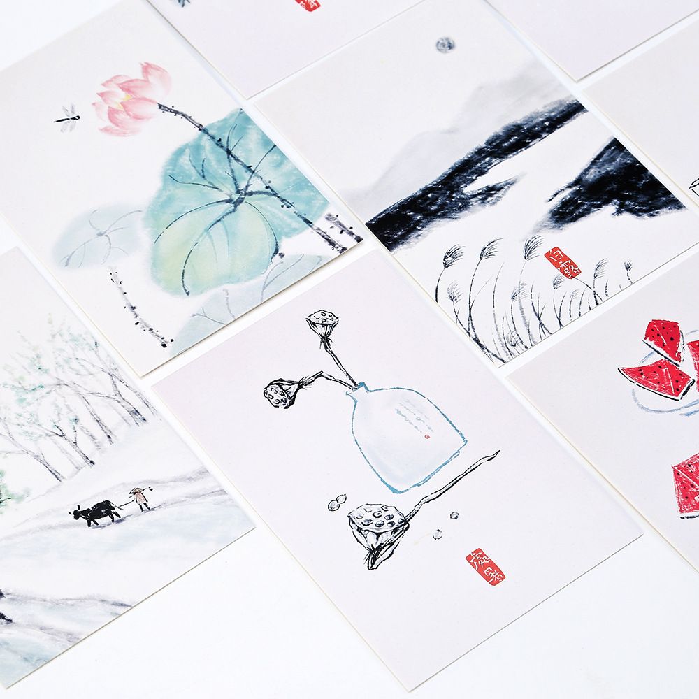 1000x1000 30pcspack Japanese Watercolor Painting Postcards Gift Cards
