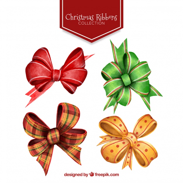 626x626 Set Of Beautiful Watercolor Gift Bows Vector Free Download