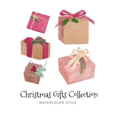 490x490 Watercolor Christmas Gifts Set Collection