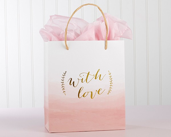 600x480 With Love Pink Watercolor Gift Bag (Set Of 12) Bachelorette