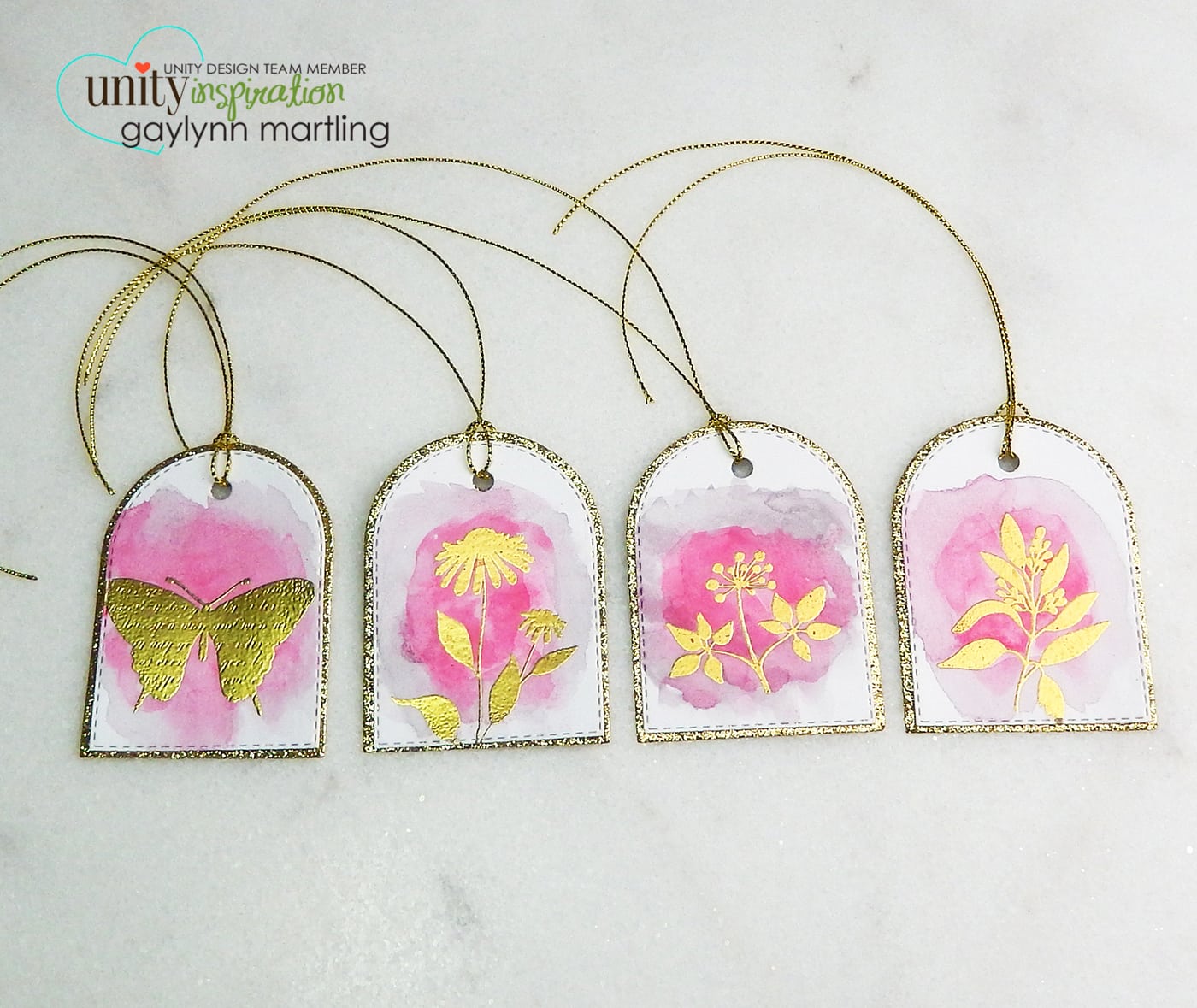 1400x1179 Floral Gold Embossed Watercolor Tags