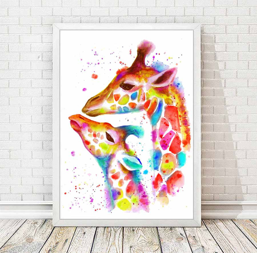 900x885 Giraffes Print Giraffe Mom With Baby Watercolor Giraffes Etsy