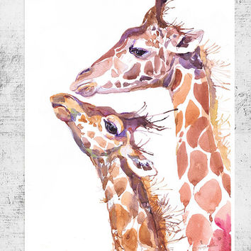 354x354 Shop Watercolor Giraffe Prints On Wanelo