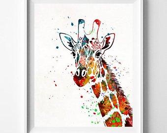 340x270 Watercolor Giraffe Etsy
