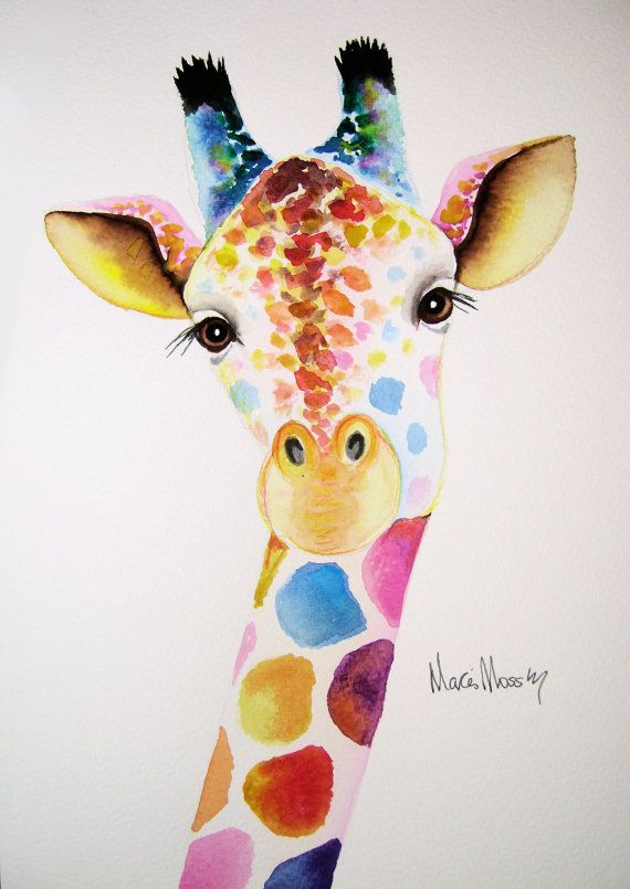 570x805 An Original Watercolour Giraffe Painting By Artist Maria Moss. A4