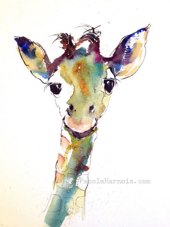 570x760 Giraffe Art, Watercolor Art Print, Animal Art, Wall Decor