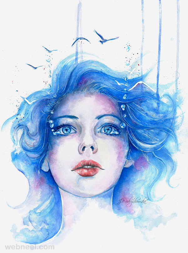 600x809 Watercolor Painting Girl By Proxi 2