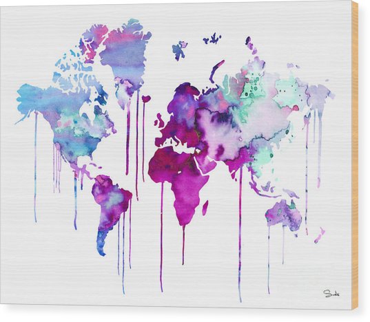 537x468 Blue Purple Watercolor Map Painting By Watercolor Girl