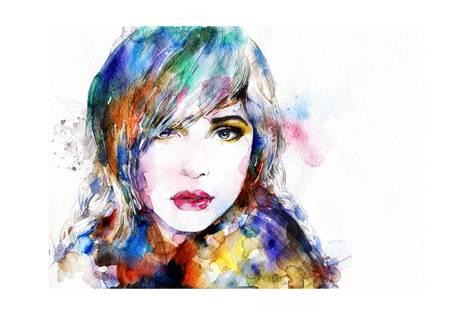473x315 Beautiful Woman Face. Watercolor Illustration Posters By Anna