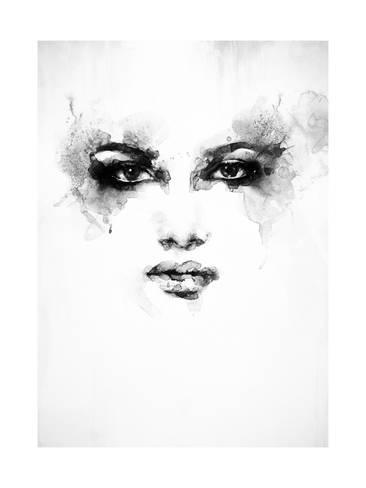 366x488 Beautiful Woman Face. Watercolor Illustration Prints By Anna