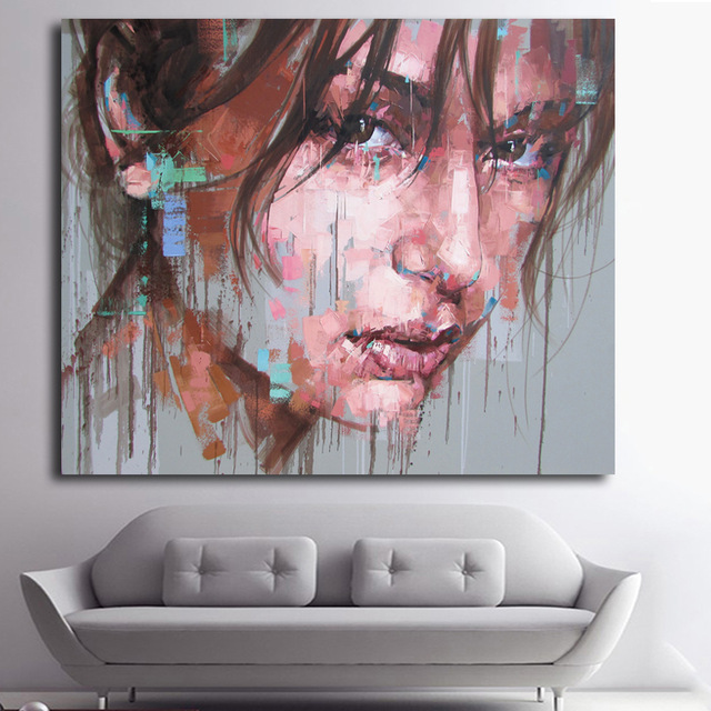 640x640 Decor Wall Art Abstract Beauty Canvas Print Watercolor Girl Face