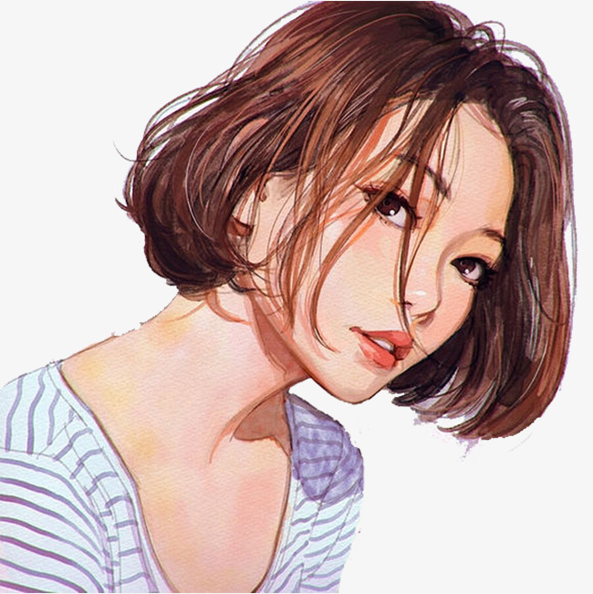 650x651 Realistic Watercolor, Hand Painted, Girl, Smiling Face Png Image