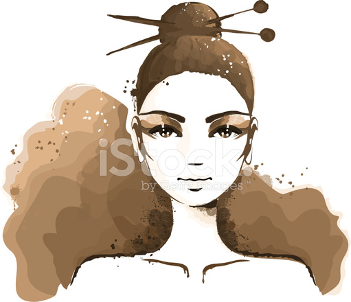511x440 Watercolor Girl Portrait Stock Vector