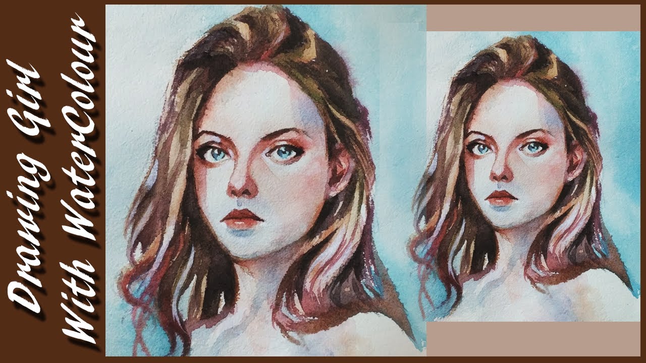 1280x720 Watercolor Painting Of Girl Face (Portrait) Demonstration