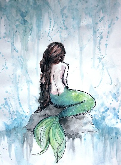 406x550 Mermaid Watercolor Painting Posters By Ivegotartitude Redbubble