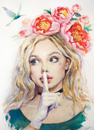 375x521 Spring. Peony Girl. Painting By Olga Shevcova Saatchi Art