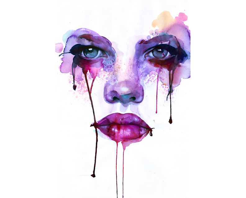 792x636 Art, Girl, Illustration, Painting, Purple, Watercolor