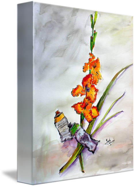 469x650 Still Life Gladiolus And Objects Watercolor By Ginette Callaway