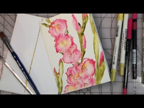 480x360 Fast Gladiolus Painting Using Watercolor Markers