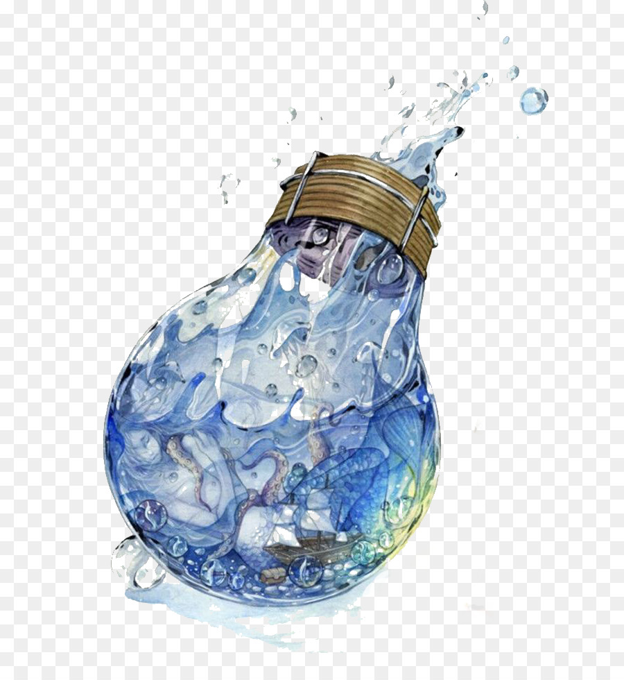 900x980 Watercolor Painting Glass Illustration