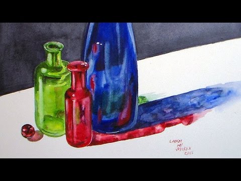 480x360 How To Paint Glass Bottles In Watercolor {Live Fridays!}
