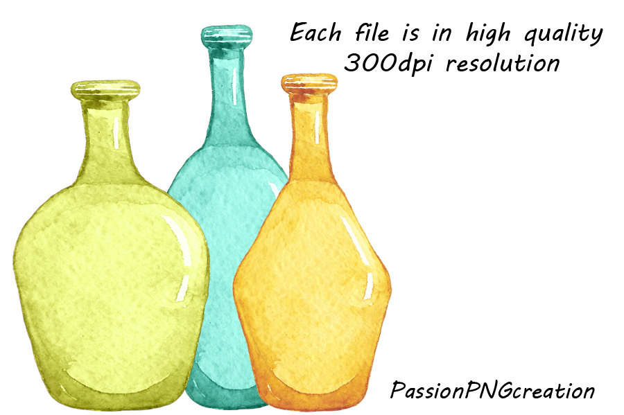 900x599 Watercolor Glass Bottles Clipart By Passionpngcreation