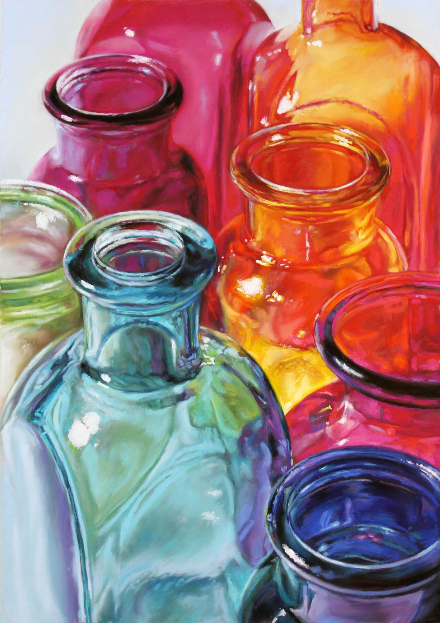 1447x2048 Watercolor Painting Glass Bottles Standing Room Only Is A Pastel