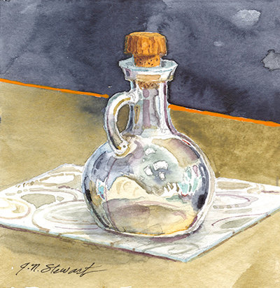 400x412 Corked Glass Bottle Watercolor My 4 X 4 Inch Paintings