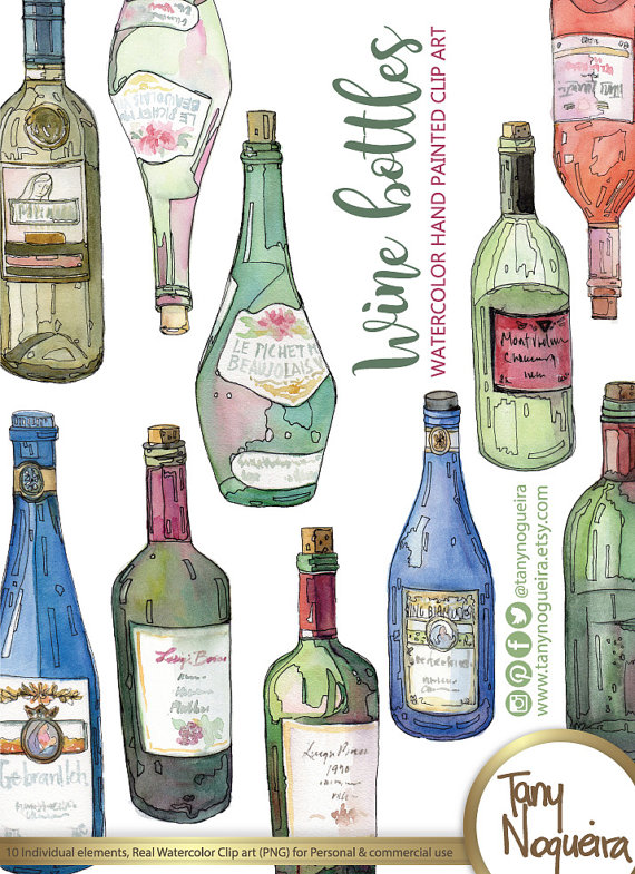 570x785 Wine Bottles, Glass Bottles, Colored Clip Art Images Watercolor