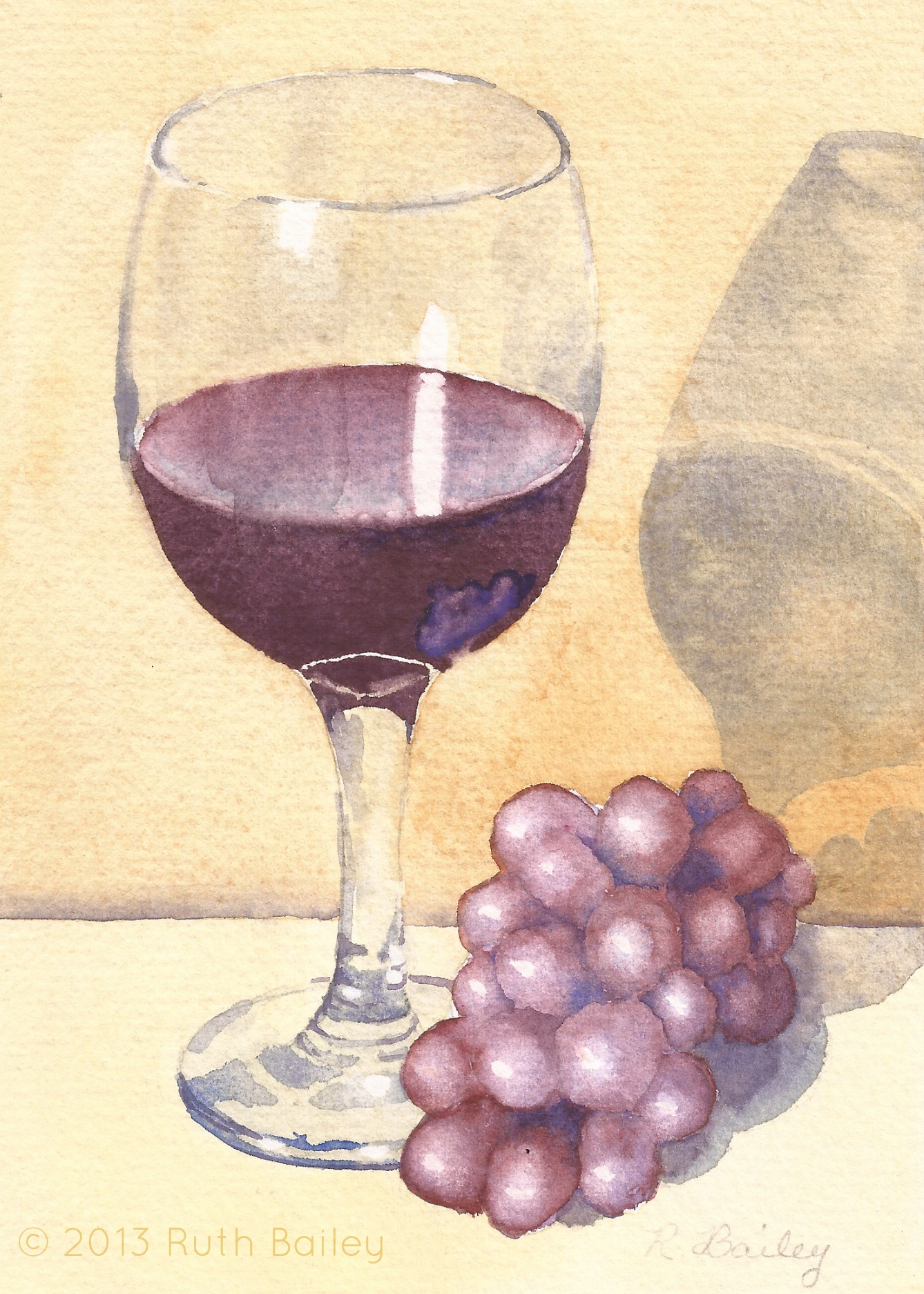 1338x1873 Glass Of Wine And Grapes Ruth Bailey, Artist